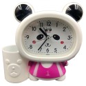 Pink cute Panda Baby clock with pen holder