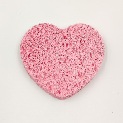 Rose Cosmetics Face Wash Sponge (pink, heart-shaped)