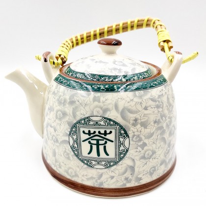 Oriental fans porcelain teapot with filter