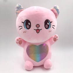 Kawaii pink cat plush pillow - 40 cm