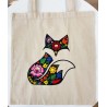 Premium Flowery Fox Design Canvas Bag