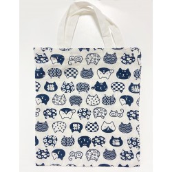 Cute Cat Pattern Tote Bag (White)